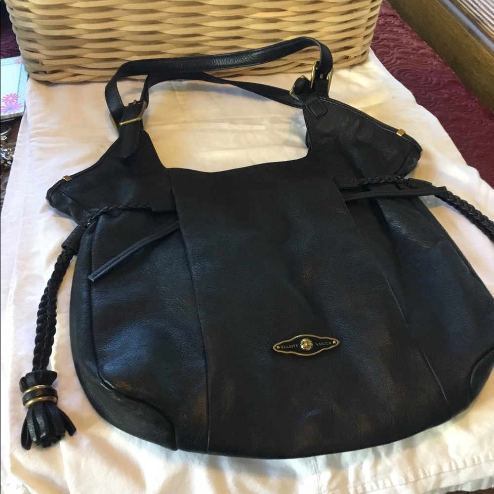 Elliot Lucca Hobo Black Leather Shoulder Bag